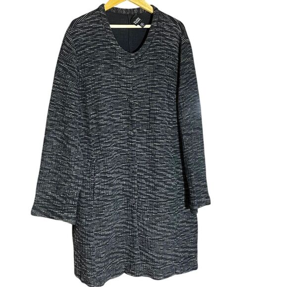 Eileen Fisher Lightweight Button Front Coatigan Long Sleeve Jacket Black XL - Picture 2 of 9